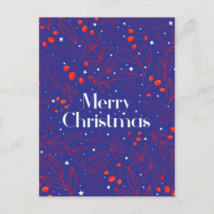 Postal Festiva Merry Shinny Elegant Royal Blue Christmas Card