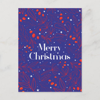 Postal Festiva Merry Shinny Elegant Royal Blue Christmas Card