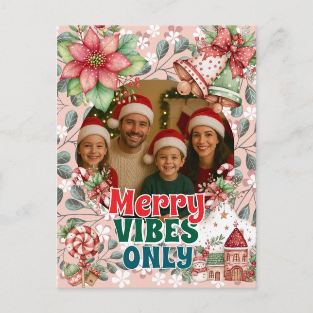 Postal Festiva Merry Vibes Only – Funny Christmas Card  (Anverso)