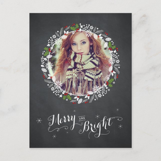 Postal Festiva Merry y Bright - Chalkboard PostCard (Anverso)