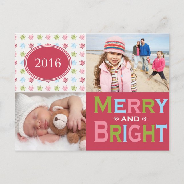 Postal Festiva Merry y Bright Multi Holiday (Anverso)