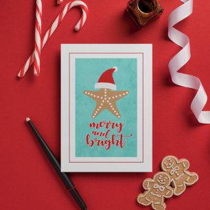 Postal Festiva Merry y Bright   Navidades Santa Starfish