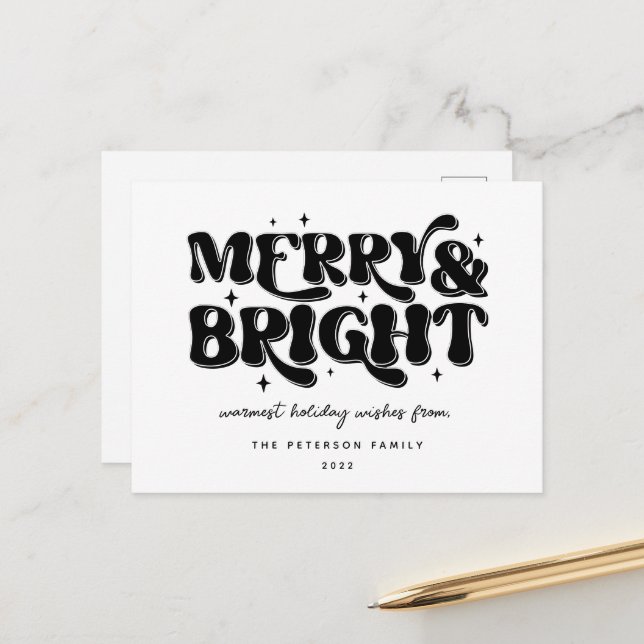 Postal Festiva Merry y Bright Retro (Anverso/Reverso In Situ)