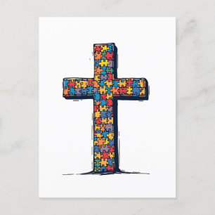 Postal Festiva Mes de Conciencia del Autismo Cristo Religión Jesú