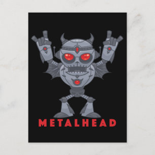 Postal Festiva Metalhead - Heavy Metalizado Robot Devil - Con Tex