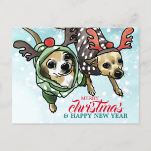Postal Festiva Mezcla Chihuahua personalizada para Navidades