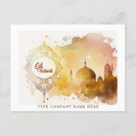 Postal Festiva Mezquita de acuarela corporativa Eid Mubarak