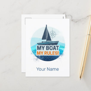 Postal Festiva Mi barco mis reglas para el capitán o la cosecha d