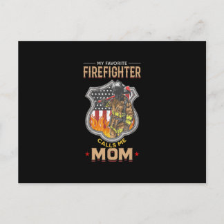 Postal Festiva Mi bombero favorito me llama mamá bombero