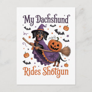 Postal Festiva Mi Dachshund Va De Pasajero