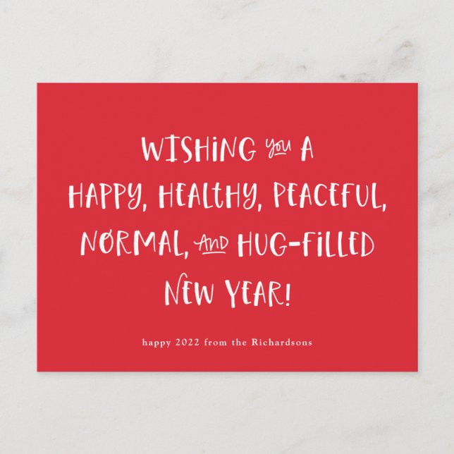Postal Festiva Mi deseo para 2022 | Año nuevo feliz rojo (Anverso)
