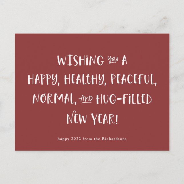 Postal Festiva Mi deseo para 2022 | Brick Red Feliz Año Nuevo (Anverso)