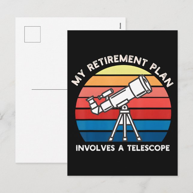 Postal Festiva Mi plan de jubilación implica un telescopio (Anverso / Reverso)