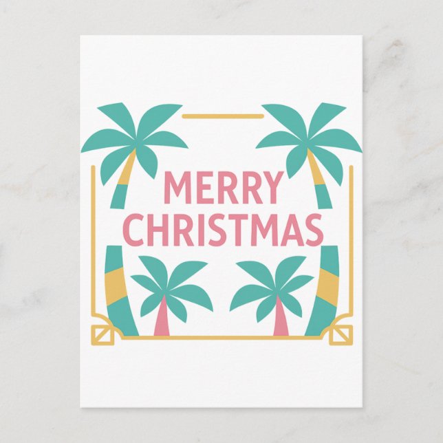 Postal Festiva Miami Art Deco Christmas Palm Tree Postcard (Anverso)