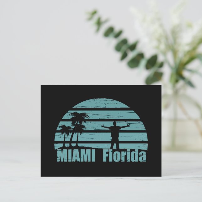 Postal Festiva Miami beach Florida vintage (Anverso de pie)