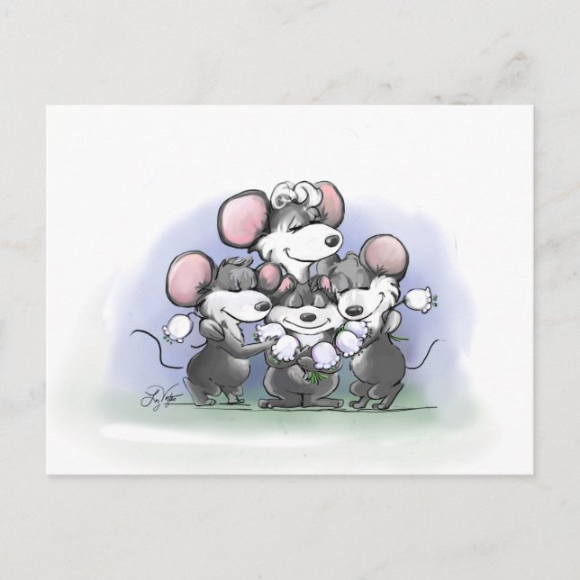 Postal Festiva Mic, Mac y Moe's Happy Mother's Day Ilustracion (Anverso)