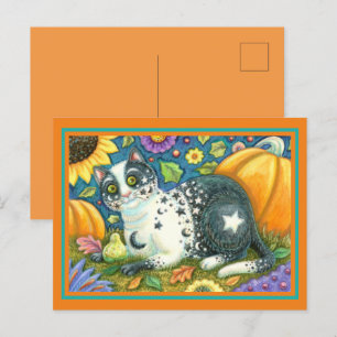 POSTAL FESTIVA MILKYWAY, UN GATO MÍSTICO DE HALLOWEEN, LUNA Y EST