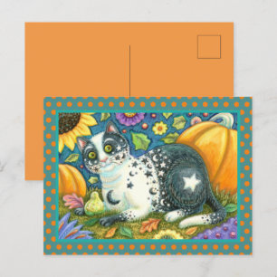 POSTAL FESTIVA MILKYWAY, UN GATO MÍSTICO DE HALLOWEEN, LUNA Y EST