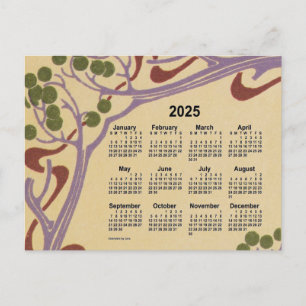 Postal Festiva Mini calendario Art Nouveau 2025 de Janz