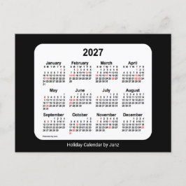 Postal Festiva Mini Calendario de Vacaciones Negras 2027 de Janz