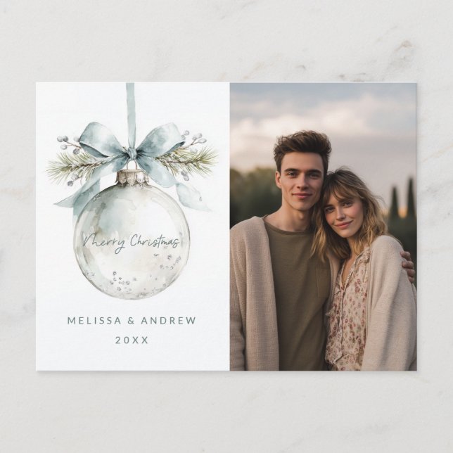 Postal Festiva Minimal Merry Christmas Ornament (Anverso)