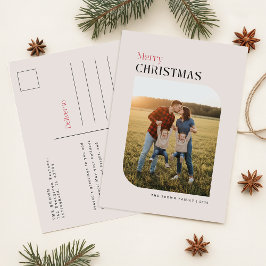 Postal Festiva Minimal Photo Merry Christmas Holiday Postcard
