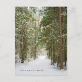 Postal Festiva Minimal Winter Forest Path, New Year