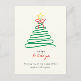 Postal Festiva Minimalist Christmas Tree Happy Holidays Postcard