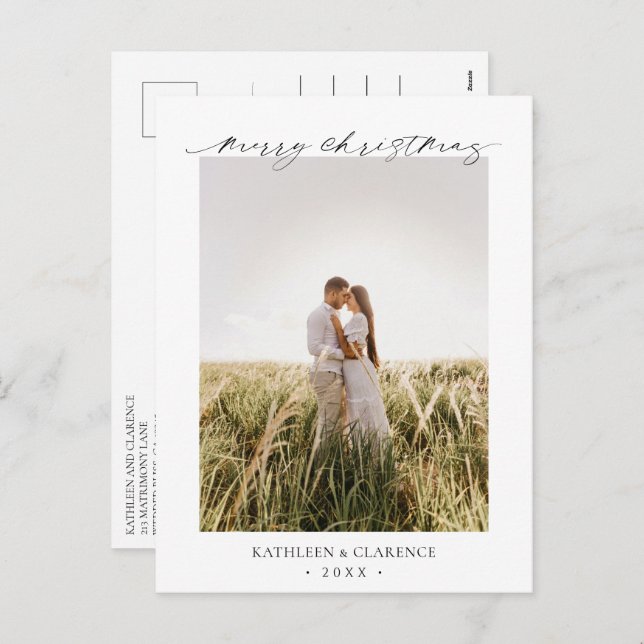 Postal Festiva Minimalist Elegant Photo Classic Christmas (Anverso / Reverso)