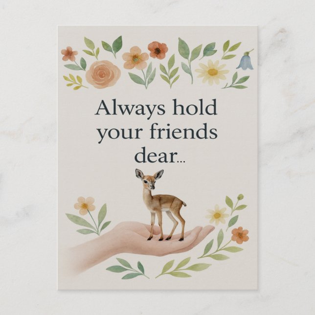 Postal Festiva Minimalist Floral Always Hold Your Friends Dear  (Anverso)