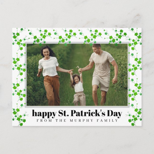 Postal Festiva Minimalist lucky shamrock st. Patrick's Day Photo (Anverso)