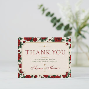 Postal Festiva Minimalist Red Rose Elegant Floral Classic Rose