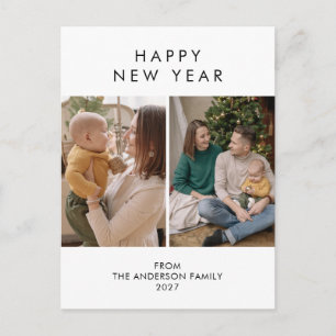 Postal Festiva Minimalista Moderna Colage de 5 Fotos Año Nuevo