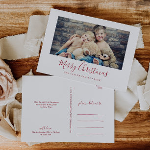 Postal Festiva Minimalista Red Merry Christmas Landscape Photo