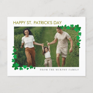 Postal Festiva Minimalista y afortunado shamrock st. Patrick's Da