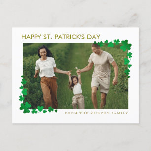 Postal Festiva Minimalista y afortunado shamrock st. Patrick's Da