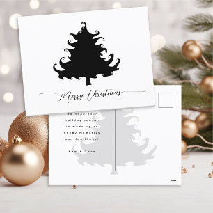 Postal Festiva Minimalistas Navidades de árbol negro