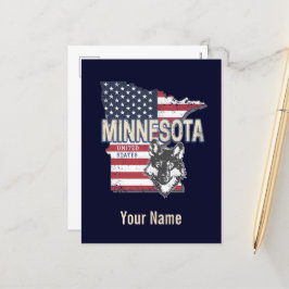 Postal Festiva Minnesota State Estados Unidos Map Vintage USA
