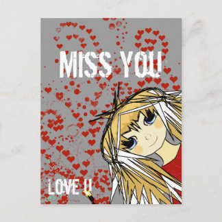Postal Festiva Miss You-Love U Valentine