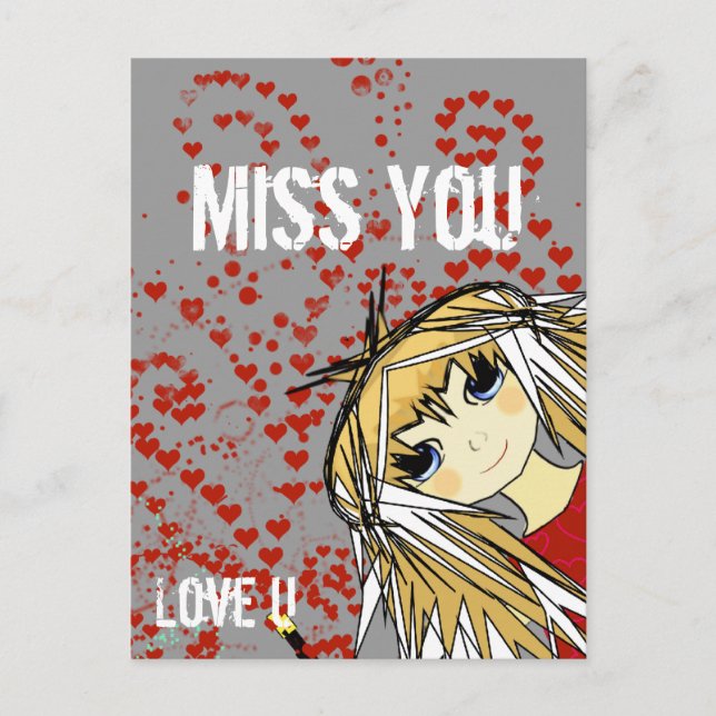 Postal Festiva Miss You-Love U Valentine (Anverso)