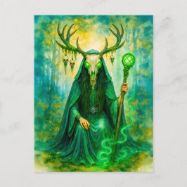 Postal Festiva Misteriosos tambores celtas con máscara de antler