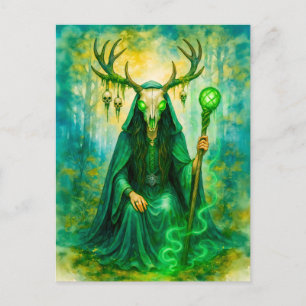 Postal Festiva Misteriosos tambores celtas con máscara de antler