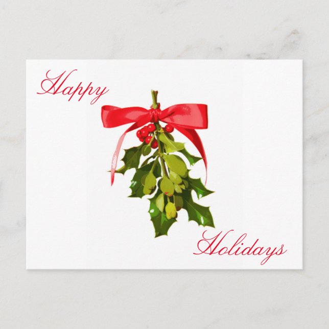 Postal Festiva Mistletoe de las vacaciones felices (Anverso)