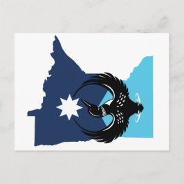 Postal Festiva MN Loon Rising - bandera del estado de MN
