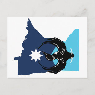 Postal Festiva MN Loon Rising - bandera del estado de MN