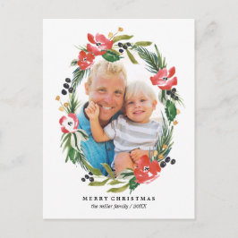 Postal Festiva Moda acuarela Floral Oval Holiday Foto