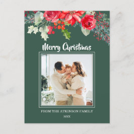 Postal Festiva Moda Floral acuarela Poinsettia Navidades de fotog