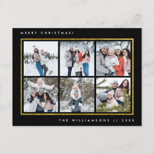 Postal Festiva Moda Fotos familiares Black & Gold Merry Christmas