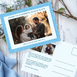 Postal Festiva Moda Gingham Navidades Hanukkah Personalizado 3 Fo<br><div class="desc">Perfecta postal linda para un divertido saludo de vacaciones! ¡La mano hizo arte para ti! ¡TODO PERSONALIZABLE! Haga clic en "Personalizar" para editar el texto en la parte delantera y trasera y agregar sus propias fotos al frente y atrás. Haga clic en "editar usando la herramienta de diseño" para ajustar...</div>