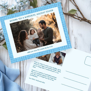 Postal Festiva Moda Gingham Navidades Hanukkah Personalizado 3 Fo
